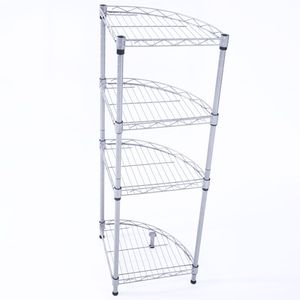 Scaffale di Stoccaggio a 4 Ripiani XM 243S Grigio Argento, in Acciaio al Carbonio a Forma di Ventaglio per Organizzazione Domestica - Product Image 4