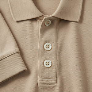 <b>Men's</b> Beige Pique Polo <b>Shirt</b> | Custom Logo & Bulk Wholesale | Short Sleeve Casual & Uniform Top - Product Image 6