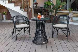 MOCHA Designer Patio Dining Set with Tempered Glass and Bamboo Style Finish - Product Image 5