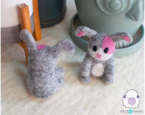 Felt & <b>Yarn</b> <b>Needle</b> Felted Easter Bunny Rabbit Grey Pink Handmade Indoor Decoration Child Craft Toy - Product Image 5