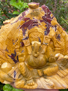 Estatua de Ganesha de Jaspe Mookaite Natural Tallada a Mano, Rara, para Feng Shui, 9x9 Pulgadas, Decoración del Hogar, Proveedor Mayorista OEM ODM - Product Image 2