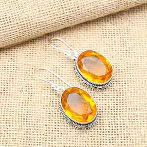 Magnifiques boucles d'oreilles en topaze miel, bijoux faits main, dernier design, argent sterling 925, cadeau de mariage pour elle - Product Image 3