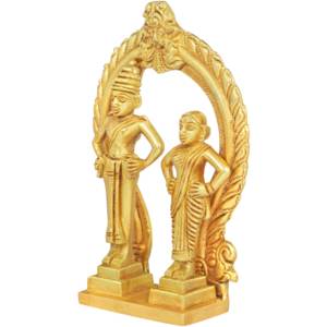 Esculturas de latón hechas a mano de 6 pulgadas Lord Vitthal o Panduranga y Rukmini hechas en India - Product Image 2
