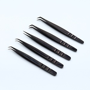 Pinzas de pestañas recubiertas de plasma negro Pinzas de volumen rusas para extensiones de pestañas Pinzas de plasma profesionales de etiqueta privada - Product Image 1