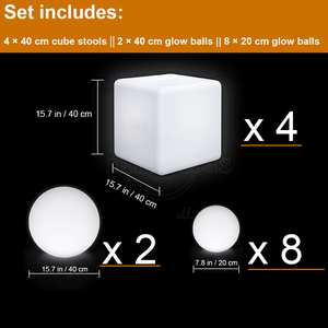 Ensemble de décoration de fête LED pour les États-Unis, le Royaume-Uni, l'Australie et le Canada, 10 boules lumineuses et 4 tabourets cubes, mariage, <span class=keywords><strong>anniversaire</strong></span>, événements en plein air et en intérieur, service DDP - Product Image 4
