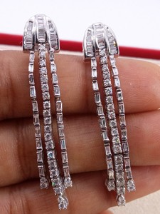 Pendientes Colgantes de Diamantes Naturales 1.88 Cttw, Plata de Ley 925, Color G-H, Engaste de Garras, Joyería de Moda para Bodas, Venta al por Mayor - Product Image 4