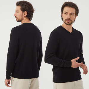 Pull en cachemire classique personnalisé pour homme, pull en laine tricoté chaud pour l'hiver, couleur unie, haute qualité, vente en gros OEM ODM - Product Image 2