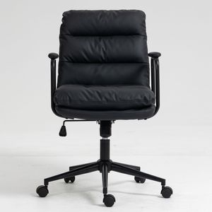 Sedia da Ufficio Ergonomica con Schienale Medio, in Pelle PU, Girevole con Ruote e Braccioli, per Casa e Ufficio - Product Image 2