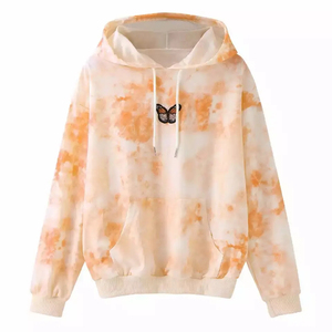 เสื้อฮู้ดลายไท-ได ยูนิเซ็กส์ ทรงโอเวอร์ไซส์ สไตล์ลำลอง ผ้าถัก มีกระเป๋าหน้าพิมพ์ลายผีเสื้อ เหมาะสำหรับใส่ในฤดูใบไม้ร่วง - Product Image 5
