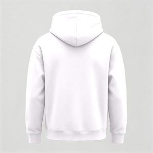 Sweat-shirt à capuche blanc pour homme, coupe classique, en molleton de coton, couleur unie, tricoté, avec poches, idéal pour l'automne - Product Image 4