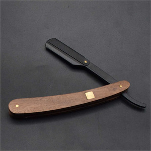 Wood Handle Professional Straight <b>Edge</b> Stainless Steel Sharp Barber Razor Wooden <b>Trimmer</b> Manual Shaver Folding Shaving Knife - Product Image 5