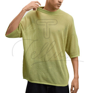 T-shirt en maille ample et stylée pour hommes, coupe carrée, avec logo personnalisé, vente en gros - Product Image 6