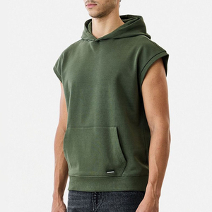 Hoodie sans manches en polaire pour homme, idéal pour la musculation, les séances de fitness, le streetwear estival et la musculation. - Product Image 4