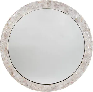 Bulk Order Commercial Grade Square <b>Tile</b> Shell Mosaic <b>Wall</b> Hanging Decor Round Mother Of Pearl <b>Mirror</b> Factory - Product Image 1