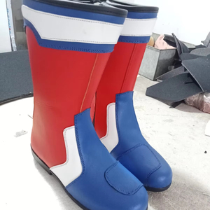 Customizes Red & Blue Biker Shoes Rubber Sole Motorbike Boots All sizes Motocross Boots - Product Image 6