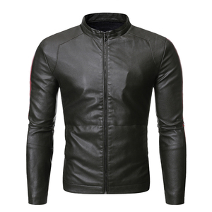 New Design Wholesale High Quality Customizes Fashion Leather Jacket <b>Men</b> Stand Collar Front Logo Waterproof Breathable - Product Image 6
