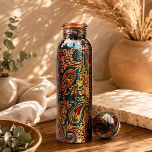 ILAHI's Classic Eco-Friendly Metal Copper Water <b>Bottle</b> with Lid Portable Travel Drinkware - Product Image 1