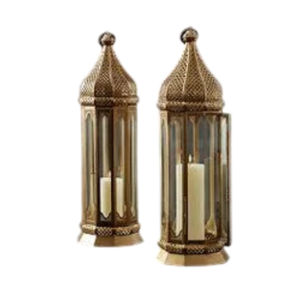 Farol Colgante Marroquí de Latón con Acabado Bronce Antiguo, Portavelas de Metal para Velas de Té, Hecho a Mano, Decoración Tradicional para el Hogar - Product Image 1