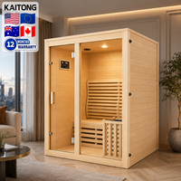 Ruang Sauna Dalam Ruangan Modern Berbentuk Kubus dari Kayu Hemlock Kaitong Tradisional untuk 1 2 3 4 Orang, dengan Pemandangan Panorama, Sistem Uap Kering, Cocok untuk Vila