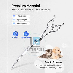 Eco Friendly Stainless Steel Simple Curved Pet Grooming <b>Scissors</b> Customizable Solid Color High Quality OEM Service Wholesale - Product Image 2