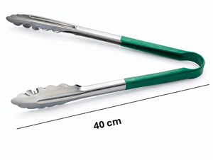 Stainless Steel Kitchen <b>Tongs</b> 40 cm with Heat Resistant Green Handle | Heavy Duty Cooking BBQ & <b>Serving</b> <b>Tongs</b> | Multipurpose - Product Image 2