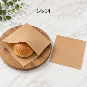 Greaseproof <b>Paper</b> <b>Biodegradable</b> Eco-Friendly Self-Folding Bag Die Cut Handles 14x14 Disposable Food Packaging for Sandwich Bread - Product Image 1