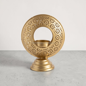 Decorative <b>Brass</b> Tea Light Candle Holder 5x6 Inch Floral Cut <b>Lantern</b> Gift Item Home Decor Bulk OEM Supply - Product Image 2