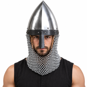 NORMAN Aventail en maille de fer/acier doux, fabriqué à la main, réplique d'armure historique pour collectionneurs, maille de fer de calibre 18 - Product Image 2