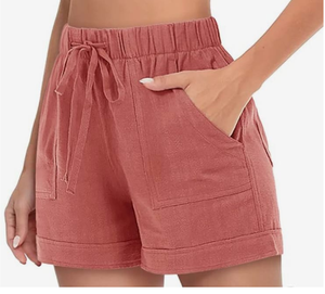 Shorts décontractés en coton pour femmes, shorts d'été pour femmes, shorts décontractés à cordon de serrage, shorts confortables à porter au quotidien - Product Image 3