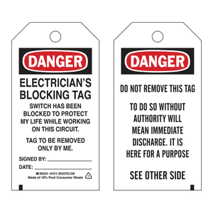 Etiqueta de Bloqueo Flexible Brady DANGER para Electricistas, Plástico Resistente, 5.75 x 3 Pulgadas, Bloqueo Eléctrico - Product Image 2