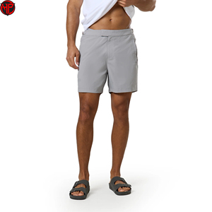 Short de bain à séchage rapide pour hommes, short bermuda respirant, couleur unie, pantalon court décontracté, taille élastique, vêtements de voyage en plein air - Product Image 1