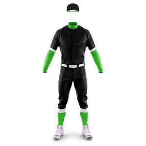 Custom Baseball Uniform Full Sleeve Red Black Striped Sublimated Print Breathable Fitted Men's All Season Apparel - Product Image 5