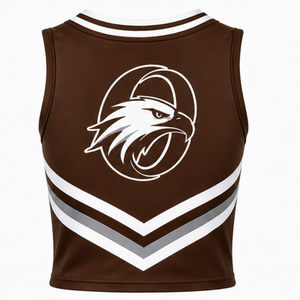 Haut de sport marron sans manches pour cheerleading, uniforme d'entraînement et de performance pour équipes sportives - Product Image 2