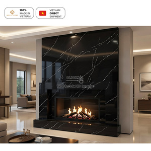 Nouvelle Arrivée NV930 – Dalle de Quartz Ingénierie à Base Noire et Veines Blanches pour Mur Décoratif - Product Image 3