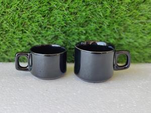 แก้วชาเซรามิกสีดำ 12 ออนซ์ พร้อมหูจับ แก้วกาแฟสโตนแวร์ สำหรับใช้ในบ้านและเดินทาง - Product Image 1