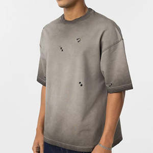 T-shirt en tricot sportif surdimensionné respirant à col rond 300g, écologique, pour hommes, vente en gros, nouvel arrivage, élégant - Product Image 2