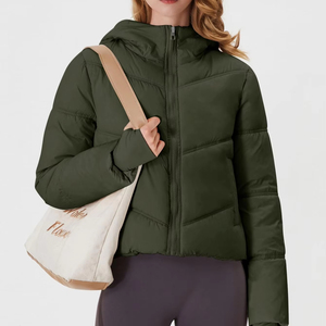 Custom Logo Apparel Manufacturer Women Full Zip Crop <b>Puffer</b> <b>Jacket</b> <b>Cropped</b> length Women's <b>Cropped</b> Padded Coat Wholesale Supply - Product Image 6