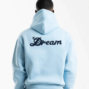 Sudadera con capucha y cremallera Dream Embroidered para hombre, azul claro, informal, de algodón y forro polar, cuello alto, corte regular, con bolsillo frontal con logo. - Product Image 6
