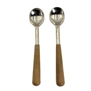 Juego de Cucharas para Helado Reutilizables con Mango de Madera, Juego de Cucharas de Acero Inoxidable para Restaurantes, Bodas y Fiestas - Product Image 1