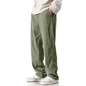 High Quality Solid Color Casual Men's <b>Trousers</b> Fashion Elastic Waist and <b>Drawstring</b> Full Length Pants Loose Fit Men's Pants - Product Image 1