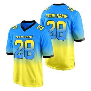 Maillot de football américain rétro pour fans, en polyester tricoté bicolore, personnalisable, coupe extensible, ne décolore pas, sublimation, usine OEM - Product Image 3