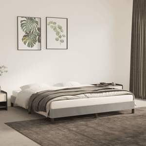 Cadre de lit rembourré en velours gris clair 76"x79.9" King Size sans matelas - Product Image 1