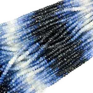 Shaded <b>Blue</b> Sapphire <b>Beads</b> Natural <b>Blue</b> Sapphire Faceted Rondelle <b>Beads</b> 4-6MM Sapphire Rondelle Gemstone <b>Beads</b> For Jewelry Bulk - Product Image 1