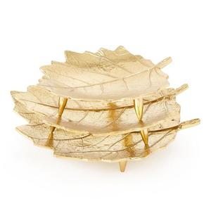 Elegante Centro de Mesa de Metal de 2 Niveles para Aperitivos, Plato con Pedestal Plateado Hecho a Mano con Base Dorada Botánica para Decoración de Bodas y Fiestas - Product Image 6