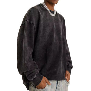 Sweatshirts Oversized Drop Shoulder Wholesale 420gsm Washed Men's Round Neck Hoodie Heavy Loose Blank Street Retro Shirts - Product Image 5