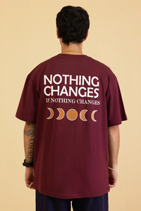 เสื้อยืดโอเวอร์ไซส์ลายกราฟิกสำหรับผู้ชาย พิมพ์ลายคำคม "Nothing Changes" สไตล์สตรีทแวร์ ผ้าฝ้าย ทรงหลวม แขนสั้น ใส่สบาย เหมาะสำหรับฤดูร้อน - Product Image 2