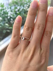 Bague plaquée or 14K/18K, style Move Uno, avec diamant de laboratoire, bague à maillons, bague trombone, pierre flottante, bande empilable - Product Image 4