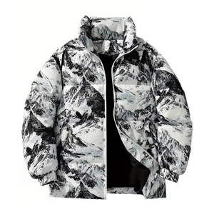 <b>Top</b> Selling Custom Casual Streetwear Hooded Winter <b>Shiny</b> Bamboo Fiber Canvas Breathable Zipper Closure Men's Puffer Jacket - Product Image 1