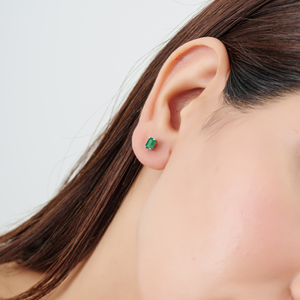 Wholesale Trendy Octagon Cut Natural <b>Emerald</b> May Birthstone Minimal <b>Stud</b> Earrings For Women's Everyday Wear - Product Image 4