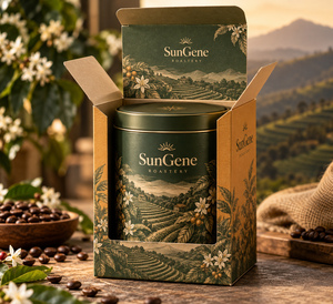 Caja de cartón personalizada para café con terrazas de musgo, fondo de cierre automático y impresión para venta minorista - Product Image 1